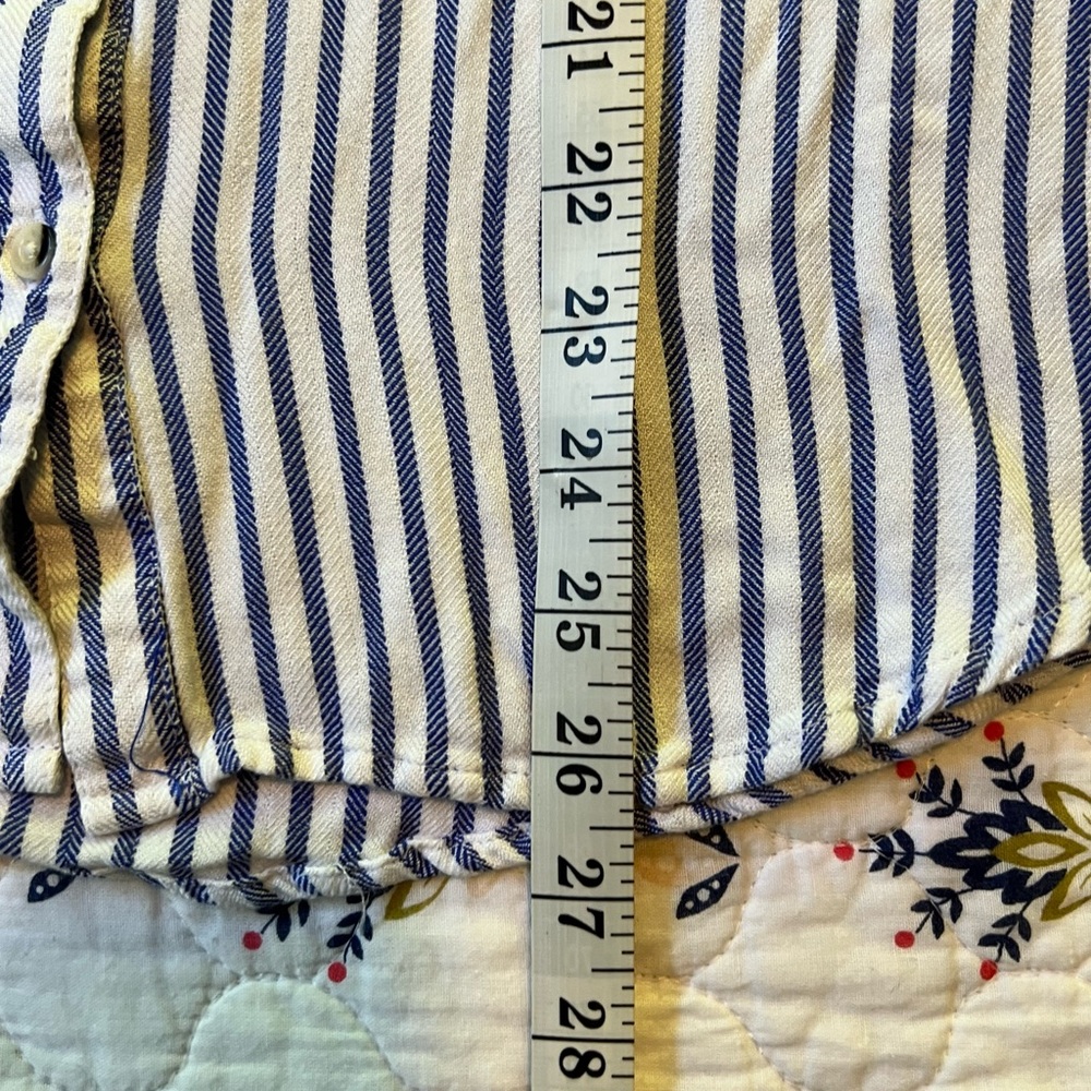 TINSEL Pocket Blue White Stripe Shirt Button Front Long Sleeve Loose Size M - Picture 7 of 9